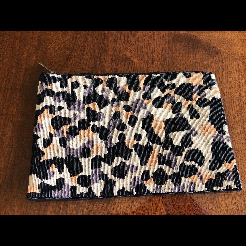Kookai Leopard Pattern Beeded Clutch